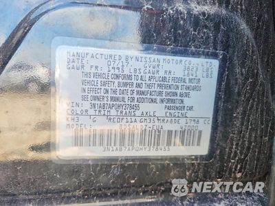 Zdjęcie 12 z 12 samochodu: 2017 NISSAN SENTRA S VIN:3N1AB7AP0HY378455 - miniatura