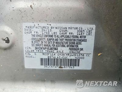Zdjęcie 12 z 12 samochodu: 2014 NISSAN VERSA 1.6 S VIN:3N1CN7AP1EL807563 - miniatura