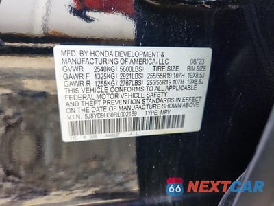 Zdjęcie 13 z 13 samochodu: 2024 ACURA MDX VIN:5J8YD9H30RL002189 - miniatura
