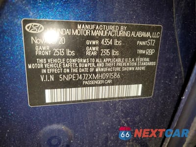 Zdjęcie 12 z 12 samochodu: 2021 HYUNDAI SONATA SEL PLUS VIN:5NPEJ4J2XMH091586 - miniatura