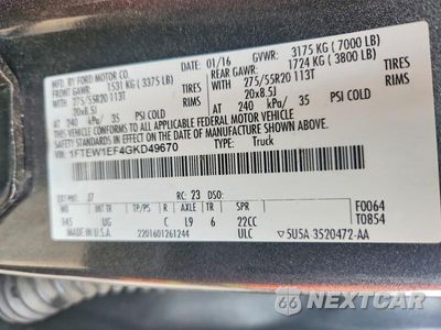 Zdjęcie 12 z 12 samochodu: 2016 FORD F150 SUPERCREW VIN:1FTEW1EF4GKD49670 - miniatura