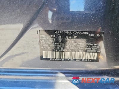Zdjęcie 12 z 12 samochodu: 2019 SUBARU IMPREZA VIN:4S3GTAA66K3723352 - miniatura