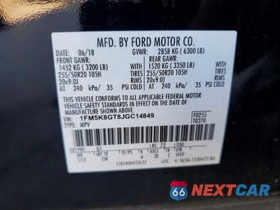 Zdjęcie 13 z 13 samochodu: 2018 FORD EXPLORER SPORT VIN:1FM5K8GT8JGC14849 - miniatura