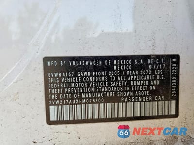 Zdjęcie 12 z 12 samochodu: 2017 VOLKSWAGEN GOLF S VIN:3VW217AUXHM076900 - miniatura