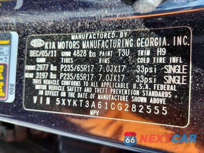 Zdjęcie 13 z 13 samochodu: 2012 KIA SORENTO LX VIN:5XYKT3A61CG282555 - miniatura