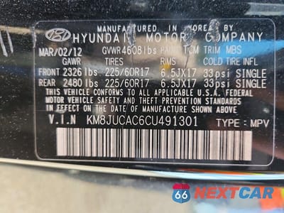 Zdjęcie 14 z 14 samochodu: 2012 HYUNDAI TUCSON GLS VIN:KM8JUCAC6CU491301 - miniatura