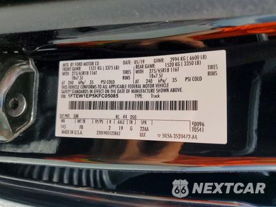 Zdjęcie 13 z 13 samochodu: 2019 FORD F150 SUPERCREW VIN:1FTEW1EP5KFC05085 - miniatura