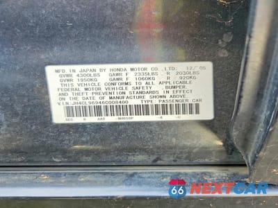 Zdjęcie 12 z 12 samochodu: 2006 ACURA TSX VIN:JH4CL96946C008400 - miniatura