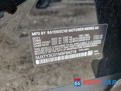 Zdjęcie 12 z 12 samochodu: 2021 BMW X3 SDRIVE30I VIN:5UXTY3C01M9F84219 - miniatura
