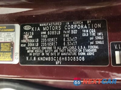Zdjęcie 13 z 13 samochodu: 2017 KIA SEDONA LX VIN:KNDMB5C16H6308506 - miniatura