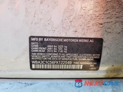 Zdjęcie 12 z 12 samochodu: 2015 BMW 3 SERIES 320I XDRIVE VIN:WBA3C1C56FK122549 - miniatura