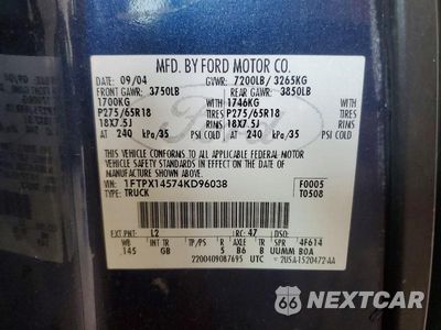 Zdjęcie 12 z 12 samochodu: 2004 FORD F150 VIN:1FTPX14574KD96038 - miniatura