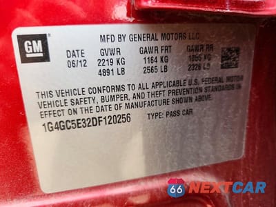 Zdjęcie 12 z 12 samochodu: 2013 BUICK LACROSSE VIN:1G4GC5E32DF120256 - miniatura