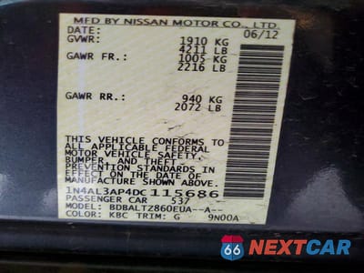 Zdjęcie 12 z 12 samochodu: 2013 NISSAN ALTIMA 2.5 VIN:1N4AL3AP4DC115686 - miniatura