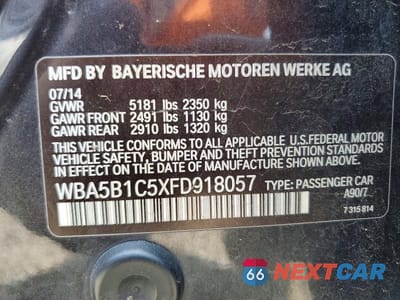 Zdjęcie 12 z 12 samochodu: 2015 BMW 535 I VIN:WBA5B1C5XFD918057 - miniatura