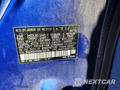 Zdjęcie 12 z 12 samochodu: 2019 HONDA FIT LX VIN:3HGGK5H45KM732218 - miniatura