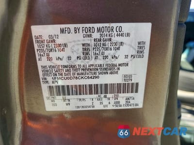 Zdjęcie 13 z 13 samochodu: 2012 FORD ESCAPE XLT VIN:1FMCU0D78CKC64290 - miniatura