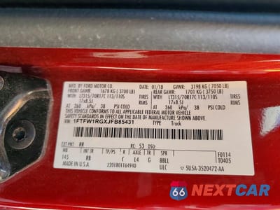 Zdjęcie 12 z 12 samochodu: 2018 FORD F150 RAPTOR VIN:1FTFW1RGXJFB85431 - miniatura