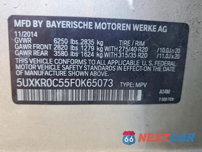 Zdjęcie 12 z 12 samochodu: 2015 BMW X5 VIN:5UXKR0C55F0K65073 - miniatura