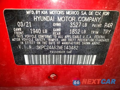 Zdjęcie 12 z 12 samochodu: 2021 HYUNDAI ACCENT SE VIN:3KPC24A62ME143482 - miniatura