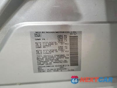 Zdjęcie 13 z 13 samochodu: 2013 NISSAN PATHFINDER S VIN:5N1AR2MM1DC606829 - miniatura