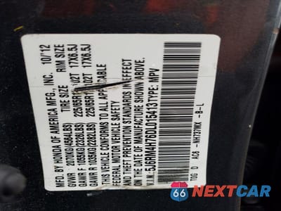 Zdjęcie 12 z 12 samochodu: 2013 HONDA CR-V EXL VIN:5J6RM4H76DL015413 - miniatura