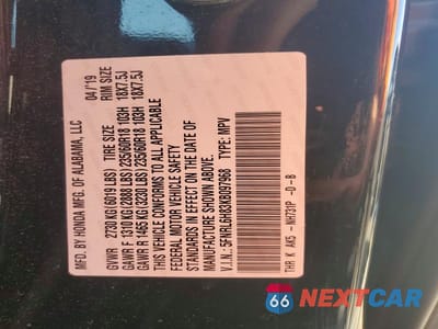 Zdjęcie 13 z 13 samochodu: 2019 HONDA ODYSSEY TOURING VIN:5FNRL6H83KB097968 - miniatura