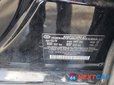 Zdjęcie 12 z 12 samochodu: 2019 HYUNDAI SONATA SE VIN:5NPE24AF5KH787706 - miniatura