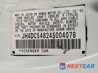 Zdjęcie 13 z 13 samochodu: 2004 ACURA RSX VIN:JH4DC54824S004078 - miniatura