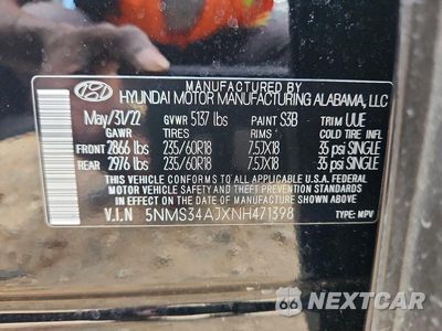 Zdjęcie 13 z 13 samochodu: 2022 HYUNDAI SANTA FE SEL VIN:5NMS34AJXNH471398 - miniatura