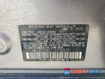 Zdjęcie 13 z 13 samochodu: 2010 SUBARU FORESTER 2.5X PREMIUM VIN:JF2SH6CC1AH780525 - miniatura