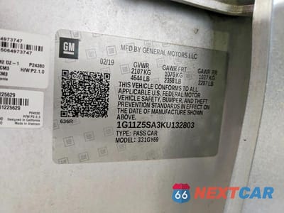 Zdjęcie 12 z 12 samochodu: 2019 CHEVROLET IMPALA LT VIN:1G11Z5SA3KU132803 - miniatura