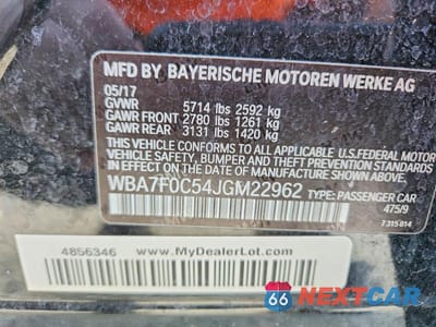 Zdjęcie 13 z 13 samochodu: 2018 BMW 750 I VIN:WBA7F0C54JGM22962 - miniatura
