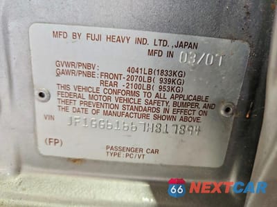 Zdjęcie 12 z 12 samochodu: 2007 SUBARU IMPREZA VIN:JF1GG61667H817894 - miniatura