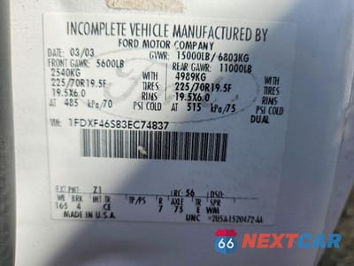 Zdjęcie 13 z 13 samochodu: 2003 FORD F450 SUPER VIN:1FDXF46S83EC74837 - miniatura
