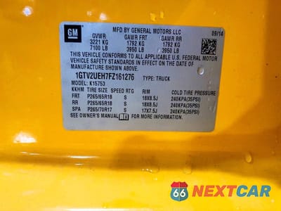 Zdjęcie 12 z 12 samochodu: 2015 GMC SIERRA K1500 SLE VIN:1GTV2UEH7FZ161276 - miniatura