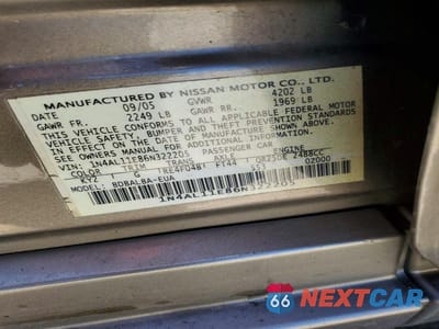 Zdjęcie 12 z 12 samochodu: 2006 NISSAN ALTIMA 2.5 S VIN:1N4AL11E86N322205 - miniatura
