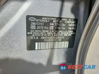 Zdjęcie 12 z 12 samochodu: 2011 HYUNDAI ELANTRA GLS VIN:KMHDH4AE1BU080573 - miniatura