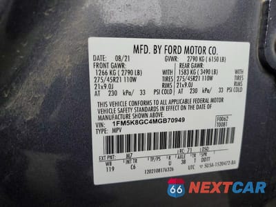 Zdjęcie 13 z 13 samochodu: 2021 FORD EXPLORER ST VIN:1FM5K8GC4MGB70949 - miniatura