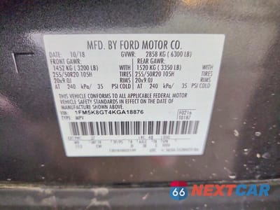 Zdjęcie 13 z 13 samochodu: 2019 FORD EXPLORER SPORT VIN:1FM5K8GT4KGA18876 - miniatura