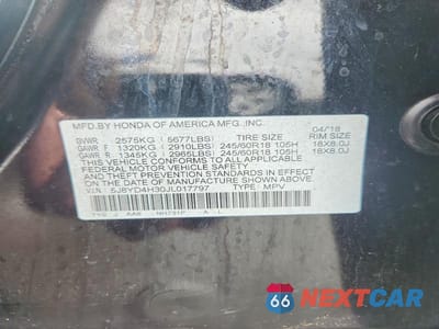 Zdjęcie 13 z 13 samochodu: 2018 ACURA MDX VIN:5J8YD4H30JL017797 - miniatura