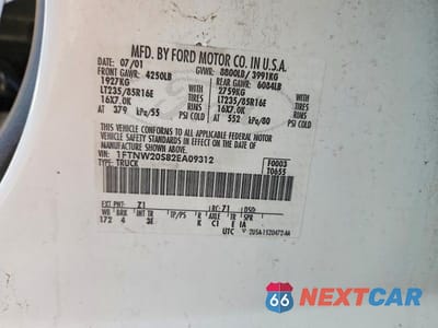 Zdjęcie 12 z 12 samochodu: 2002 FORD F250 SUPER DUTY VIN:1FTNW20S82EA09312 - miniatura