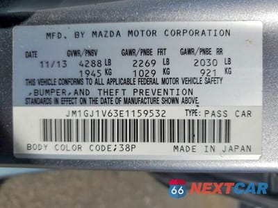 Zdjęcie 12 z 12 samochodu: 2014 MAZDA 6 TOURING VIN:JM1GJ1V63E1159532 - miniatura
