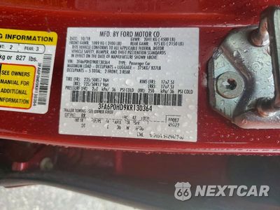 Zdjęcie 12 z 12 samochodu: 2019 FORD FUSION SE VIN:3FA6P0HD9KR130364 - miniatura
