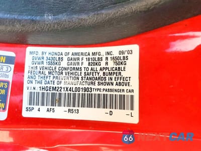 Zdjęcie 12 z 12 samochodu: 2004 HONDA CIVIC DX VP VIN:1HGEM221X4L001903 - miniatura