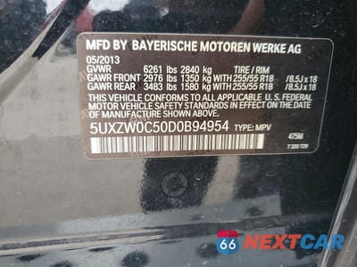 Zdjęcie 12 z 12 samochodu: 2013 BMW X5 XDRIVE35D VIN:5UXZW0C50D0B94954 - miniatura