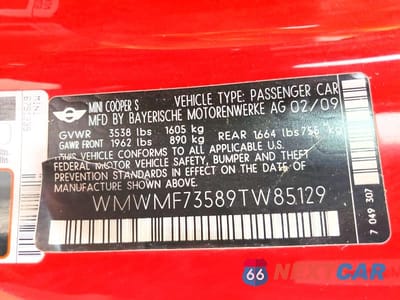 Zdjęcie 13 z 13 samochodu: 2009 MINI COOPER S VIN:WMWMF73589TW85129 - miniatura