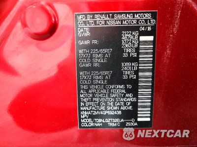 Zdjęcie 14 z 14 samochodu: 2016 NISSAN ROGUE SV VIN:KNMAT2MV4GP692438 - miniatura