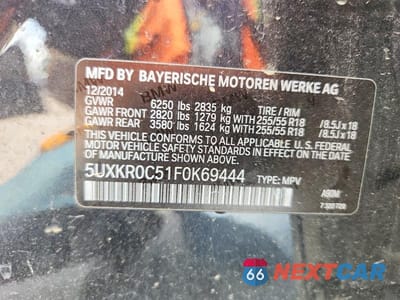 Zdjęcie 13 z 13 samochodu: 2015 BMW X5 XDRIVE35I VIN:5UXKR0C51F0K69444 - miniatura