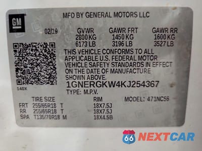 Zdjęcie 13 z 13 samochodu: 2019 CHEVROLET TRAVERSE LT VIN:1GNERGKW4KJ254367 - miniatura